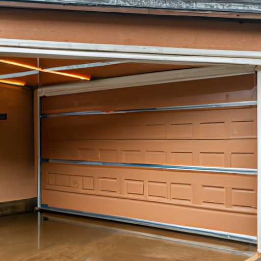 New steel panel garage door being installed on a suburban Auburn, WA home; tracks and opener visible under overcast sky.